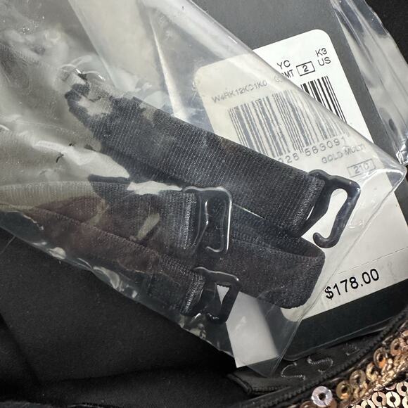 GUESS Women's Gold Grace Sequined Floral Mini Dress Size 6 New - Picture 7 of 12